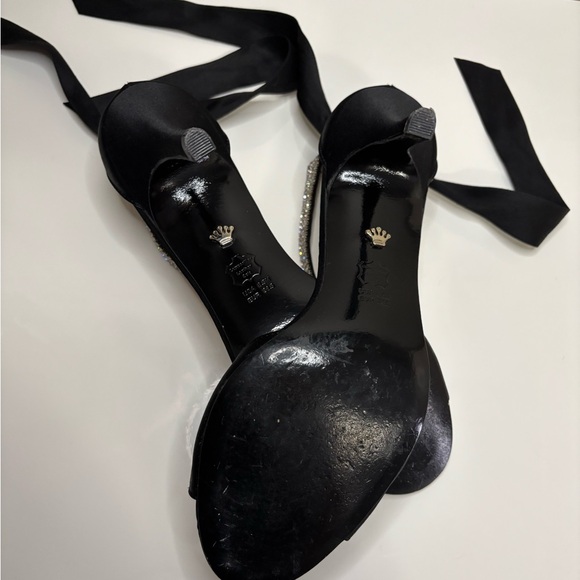 Nina Vinnie Rhinestone Evening Dress Black Satin Heels - Picture 7 of 8